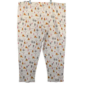 Winnie The Pooh Womens All Over Print Waffle Knit Lounge Pajama Pants White L/XL